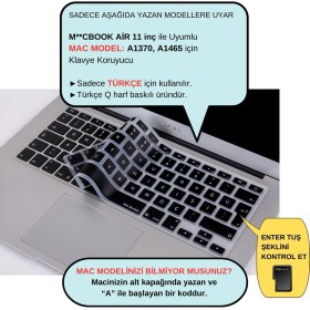 Resim McStorey Macbook Air 11inç Klavye Koruyucu (Türkçe Q) A1370 A1465 Modelleri ile Uyumlu 