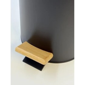 Resim Bambu Kapaklı Metal Çöp Kovası - Hidrolik Sistemli Yavaş Kapanma Özellikli, Pedallı, Banyo ve Mutfak Için Şık ve Fonksiyonel Tasarım (Siyah, 3 Litre) 