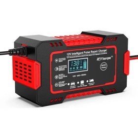 Resim 12V 6A Akıllı Araba Motosiklet LCD Ekran Araç Akü Onarım Hızlı Şarj Cihazı Islak Kuru Jel Kurşunasit 