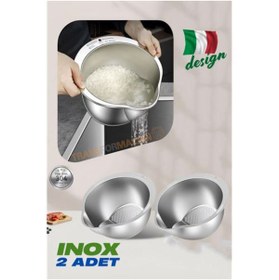 Resim ÖYKÜ VE YİĞİT Inox Süzgeç Pirinç Makarna Salata Süzgeci 304 Paslanmaz Çelik 2 ADET 