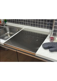 Resim Erya Home Paslanmaz Çelik Antibakteriyel Kesme Tezgahı Tahtası Tezgah Üstü 