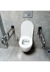 Resim Engelli Tutunma Barı Tuvalet Kağıtlıklı Banyo Wc Paslanmaz Mat Sa 
