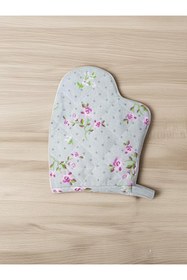 Resim Magic Lady Çiçek Baskılı Gri Yanmaz Çift Fırın Eldiveni 