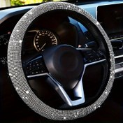 Resim Lüks Bling Araba Direksiyon Kılıfı - Esnek Uyum, İç Halka Yok, Spandex Malzeme - Çoğu Araçla Uyumlu 
