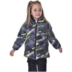 Resim Spor Kız Çocukdijital Desen Polar Su Ve Rüzgar Geçirmez Kapüşonlu Şişme Mont-124 Sarı 