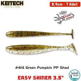 Resim Keitech Easy Shiner 8.9cm 3.5" 414 Green Pumpkin Pp Shad Kokulu Silikon Balık 