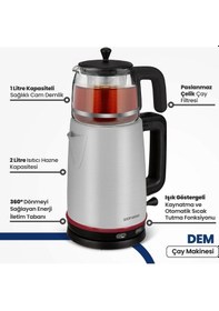 Resim Goldmaster Dem 2200 W Cam Demlikli Çay Makinesi ve Isıtıcı 