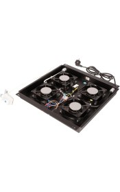 Resim Lande 4’lü Fan Modülü | Bilyalı Fan, Termostat Kontrollü | Rack Kabinet Uyumlu | Siyah (RAL 9005) 