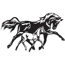 Resim At Ve Yavrusu Tip 1 90x54 Cm 