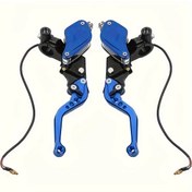 Resim Honeybeeshop Mavi Çift Hidrolik Silindirli Tanklı Motosiklet Fren Ve Debriyaj Kolu Kiti 7 8 22mm Piston Evrensel Cnc 