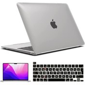 Resim Apple MacBook Pro 13 inç M1 Çip A2338 Uyumlu Alt Üst Parlak Kılıf + Siyah Klavye Kılıfı + Film 