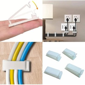 Resim 20 Adet Beyaz Renk Yapışkanlı Kablo Toplayıcı Masa Kablo Düzenleyici Klips Duvara Sabitleyici Aparat 