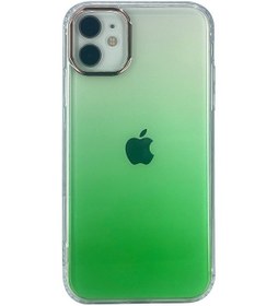Resim Nettech - Apple Uyumlu iPhone 11 Sert Gökkuşağı Seri Arka Koruma Kılıf - Yeşil Yeşil 
