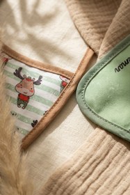Resim Bebechi Bebe-sty 2'li Paket Sıvı Geçirmez Cepli Bebek Mama Önlüğü - Yeşil Geyik Figürlü Little Gentleman Tas 