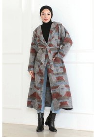Resim Winter Desen Oduncu Kuşaklı Kap / Bordo - F0505 Bordo 