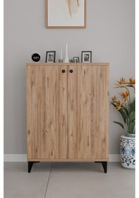 Resim 3 Raflı Kapaklı Ayakkabılık Dolabı Modern Çok Amaçlı Vestiyer & Antre Dolabı Atlantik Çam 