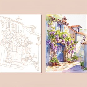 Resim 6 Parça Yaratıcı Sulu Boya Seti - Manzara ve Çiçek Tasarımlı Yetişkin Renklendirme Kitabı, Sanat Resmi için Su Boyası Kağıdı ve Pigmentler Dahil, Detaylı Eserler, Sulu Boya Malzemeleri 