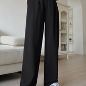 Resim Şık Kadın Geniş Paça Pantolon, Düz Renk Polyester Elastan, Makinede Yıkanabilir, İlkbahar/Yaz/Sonbahar, Günlük 