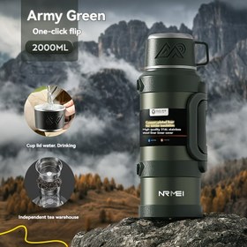 Resim NRMEI 2000ml Büyük Kapasiteli İzoleli Seyahat Bardağı - Dayanıklı 304 Paslanmaz Çelik, Tek Tıklamayla Kapak Açma, Taşınabilir Taşıma Sapı ile, Dış Mekan ve Seyahat Kullanımı için Mükemmel, Dış Mekan Hidrasyon | Modern Seyahat Bardağı | Dayanıklı İnşaat, Seyahat Bardağı 