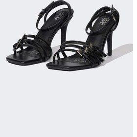 Resim DeFacto Kadın Yüksek Taban Suni Deri Topuklu Sandalet E2527AX25SMBK23 Siyah 