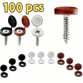 Resim 100 adet Kendinden Tornalanma Vida Kapakları, Dayanıklı PVC Plastik Dekoratif Kapaklar M4/M5 Phillips Başlı Vidalar için, Siyah ve Kırmızı, Toz Koruma ve Estetik Geliştirme DIY ve Profesyonel Kullanım İçin, Yıldız Şekilli Tasarım | Kolay Kurulum Kapakları 