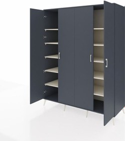 Resim Kronos Gardrop 10 Raflı 4 Kapaklı 176x59x221 Antrasit-antrasit/aytaşı Antrasit/aytaşı 