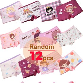Resim 12'li Rastgele Renk ve Desen Kız Çamaşırı, %95 Pamuklu Yumuşak Konforlu Çamaşır, Şirin Stil, Esnek Kumaş, Düz Desen, Kızların Mevsimsel Pantolonları, Vifine Marka, Örgü 