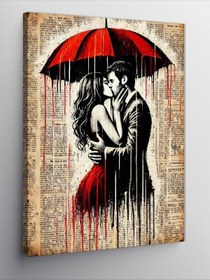 Resim Kanvas Tablo Romantik Kırmızı Şemsiye, 70 x 100 