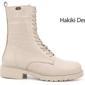 Resim Gönderi R Bej Fermuarlı Hakiki Deri Postal Bot Bej 