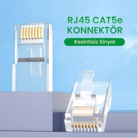 Resim VegGieg CAT5E RJ45 Jack 8P8C Ethernet Konnektörü Altın Kaplama 102 Adet 