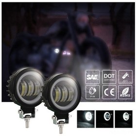 Resim 4 İnç Led Motosiklet Farı, Dış Mekan Çalışma Lambası, Melek Gözlü Modifiye Aydınlatma Beyaz Işık 