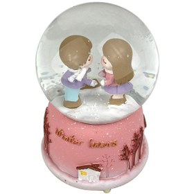 Resim Winter Lovers - Kış Aşıkları Işıklı Ve Müzikli Kar Küresi Pembe 