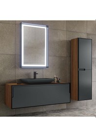 Resim Orka Craft 40 Cm Mdf Ceviz-Mat Antrasit Banyo Boy Dolabı Antrasit 