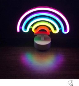Resim Ema Dükkan Gökkuşağı Neon Led Işıklı Usb'li Gece Lambası Pilli Neon Led Işıklı Masa Lamba Dekoratif Aydınlatma 
