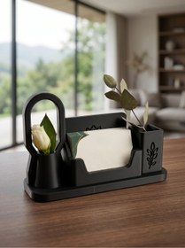 Resim mekatris3d Mekatris Modern Çiçeklikli Kartvizitlik - Çiçekçiler, Güzellik Salonları ve Butik İşletmeler İçin Vazolu Masaüstü Kartlık 