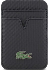 Resim Lacoste Orjinal Lisanslı 2 Hazneli Pu Pike Desenli İkonik Timsah Logolu Magnetik Kartlık Lacivert 