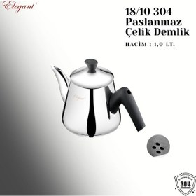 Resim Elegant Topaç Orta Boy Bakalit Kulplu Çaydanlık Takımı-siyah Siyah 