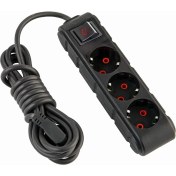Resim 3lü Anahtarlı Priz 5 Metre 16A 250V, Üçlü Topraklı Uzatma Kablosu 5 Metre (Siyah) 
