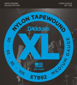 Resim D'Addario ETB92 XL Nylon Tapewound 4 Telli Bas Gitar Teli - Medium (50-105) 