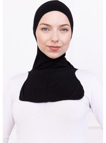 Resim Siyah Ninja Bone Boyunluklu Likralı Sporcu Bonesi Kadın Pratik Tesettür Hijab Başörtü Siyah 