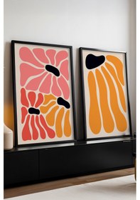 Resim Huhuli Ahşap Siyah Çerçeveli Sanatsal 2'li Set Tablo Huhu176 