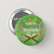 Resim Genç Box Kuran Harflerini Öğrendim Yeşil Çocuk Iğneli Rozet (20 Adet) 