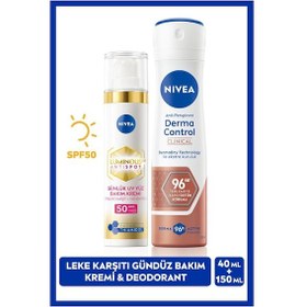 Resim NIVEA Luminous630 Thiamidol Etkili Leke Karşıtı Gündüz Yüz Bakım Kremi 40 ML + Sprey Deodorant Derma Control Clinical 150 ML 