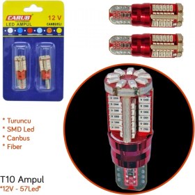 Resim Carub 12V T10 Ampul 57 LED Smd Fiber Canbus Turuncu BR0405563 