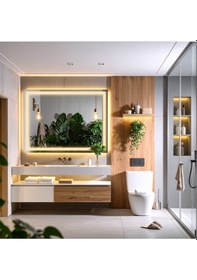 Resim Rectango Günışığı Kumlamalı Lavabo & Banyo Aynası Dokunmatik Sensörlü 100 X 75 Cm 