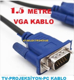 Resim 1.5 Metre Kaliteli Vga Wga Kablosu Pc Laptop Tv Kablo 