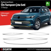 Resim S-dizayn Vw Tiguan 3 Krom Ön Tampon Çıta Seti 7 Prç. 2024 Üzeri A+ Kalite 
