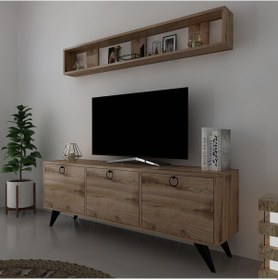 Resim İcon Raflı Tv Ünitesi Q3029-3 Kulplu Dolaplı Modern Tv Sehpası 