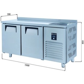 Resim Galleyz Tezgah Tip Buzdolabı - 2 Kapılı - Sağ Evye & Motor - 150x70x85 Cm 