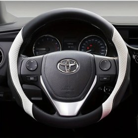 Resim Dashanshop Toyota Uyumlu Siyah Beyaz Spor Tasarım Kaymaz Nefes Alabilir Deri Direksiyon Kılıfı 803-siyah Ve Beyaz 